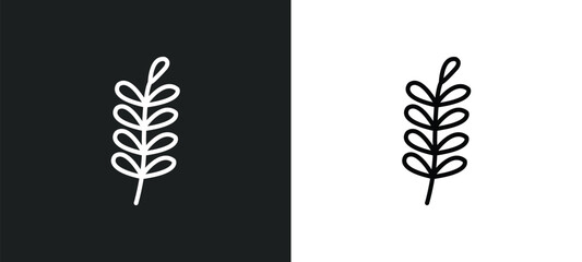 Naklejka na ściany i meble pinnate line icon in white and black colors. pinnate flat vector icon from pinnate collection for web, mobile apps and ui.