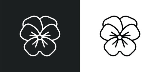 pansy line icon in white and black colors. pansy flat vector icon from pansy collection for web, mobile apps and ui. - obrazy, fototapety, plakaty