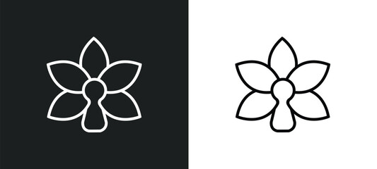 orchid line icon in white and black colors. orchid flat vector icon from orchid collection for web, mobile apps and ui. © IconArt