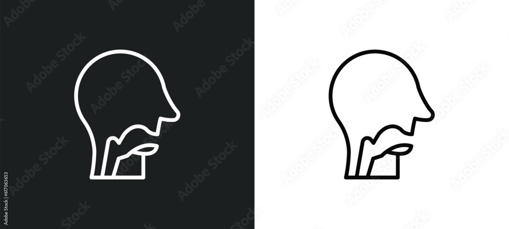 Poster pharynx line icon in white and black colors. pharynx flat vector icon from pharynx collection for we