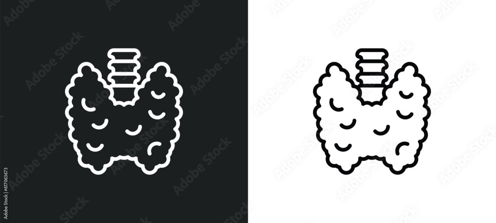 Poster thyroid gland line icon in white and black colors. thyroid gland flat vector icon from thyroid gland