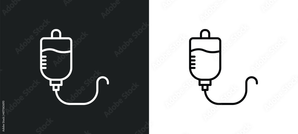 Poster transfusion line icon in white and black colors. transfusion flat vector icon from transfusion colle