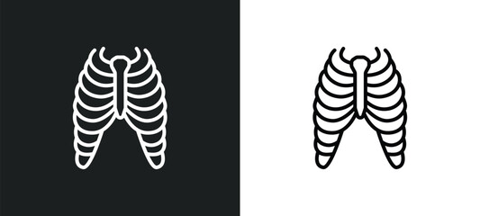 sternum line icon in white and black colors. sternum flat vector icon from sternum collection for web, mobile apps and ui.