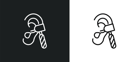 otoscope line icon in white and black colors. otoscope flat vector icon from otoscope collection for web, mobile apps and ui. - obrazy, fototapety, plakaty