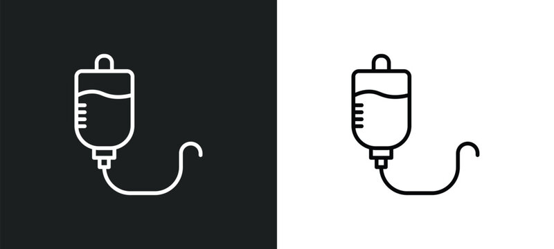 Transfusion Line Icon In White And Black Colors. Transfusion Flat Vector Icon From Transfusion Collection For Web, Mobile Apps And Ui.