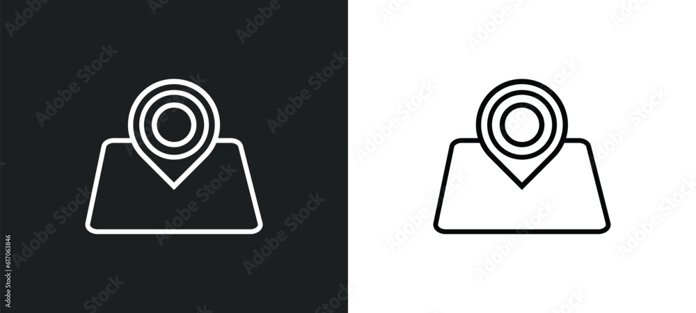 Poster map localization line icon in white and black colors. map localization flat vector icon from map loc