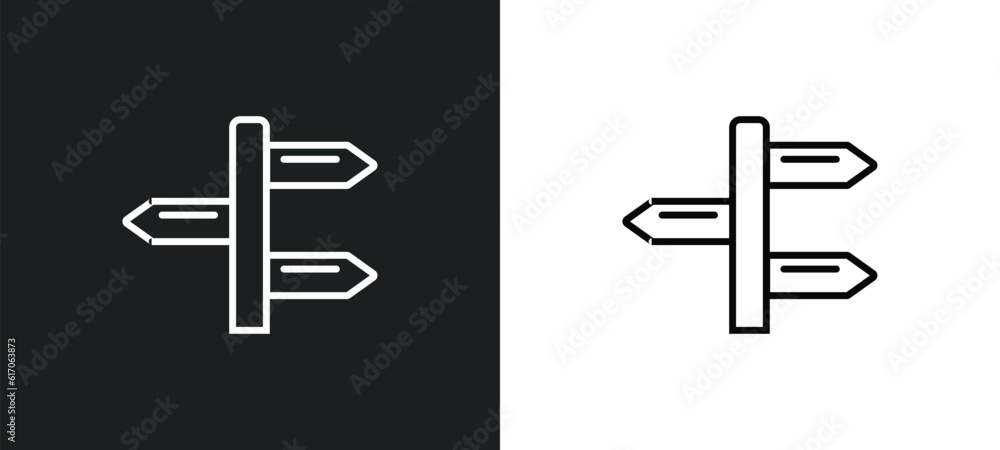 Poster divarication line icon in white and black colors. divarication flat vector icon from divarication co