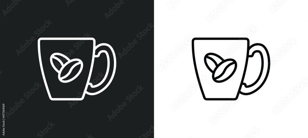 Poster mug line icon in white and black colors. mug flat vector icon from mug collection for web, mobile ap