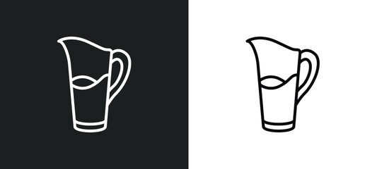 pitcher line icon in white and black colors. pitcher flat vector icon from pitcher collection for web, mobile apps and ui. - obrazy, fototapety, plakaty