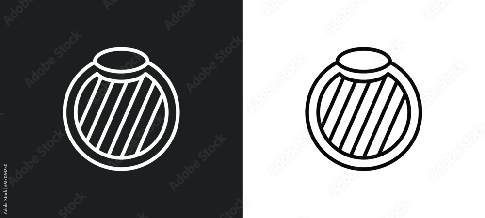 Poster chopping board line icon in white and black colors. chopping board flat vector icon from chopping bo