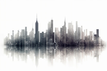 Obraz premium Geometric city skyline with a light grey gradient. AI generative