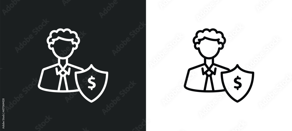 Poster beneficiary line icon in white and black colors. beneficiary flat vector icon from beneficiary colle