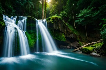 waterfall in the forest generated by AI