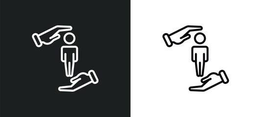 protection line icon in white and black colors. protection flat vector icon from protection collection for web, mobile apps and ui.