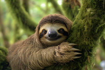 Obraz premium Sloths are a group of slow-moving, tree-dwelling mammals known for their relaxed and leisurely lifestyle. 