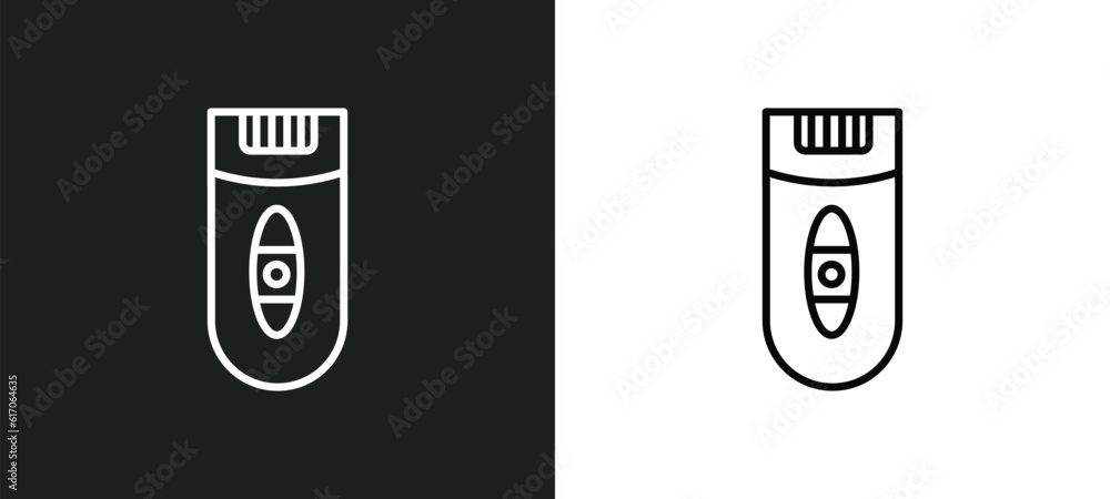 Poster epilator line icon in white and black colors. epilator flat vector icon from epilator collection for