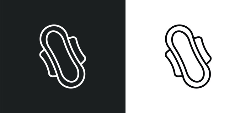 hygienic pad line icon in white and black colors. hygienic pad flat vector icon from hygienic pad collection for web, mobile apps and ui.