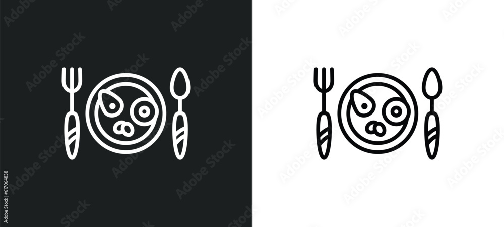 Poster breakfast line icon in white and black colors. breakfast flat vector icon from breakfast collection 