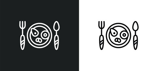 breakfast line icon in white and black colors. breakfast flat vector icon from breakfast collection for web, mobile apps and ui.