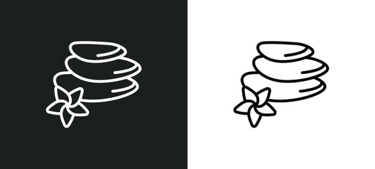 hot stones line icon in white and black colors. hot stones flat vector icon from hot stones collection for web, mobile apps and ui.