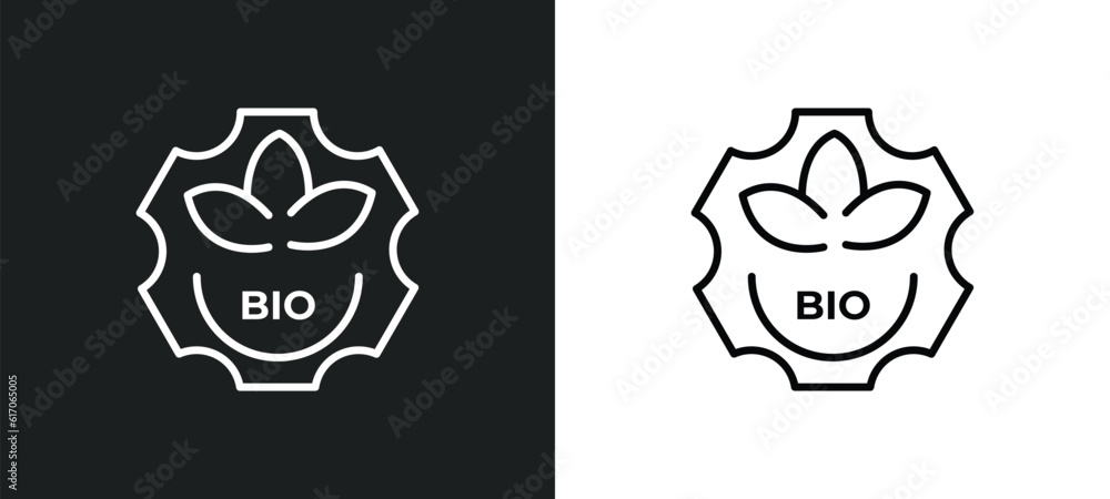 Poster bio line icon in white and black colors. bio flat vector icon from bio collection for web, mobile ap
