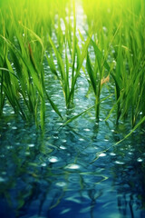 Grass in the water. AI generative