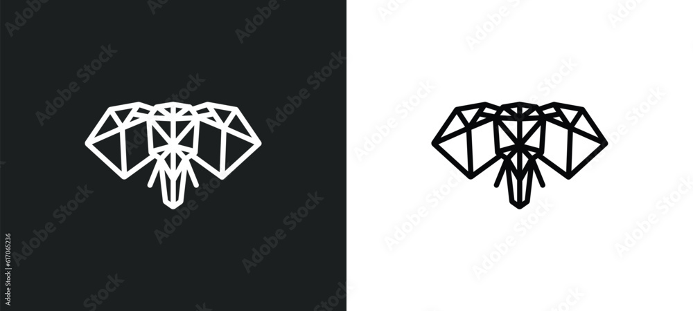 Poster polygonal elephant line icon in white and black colors. polygonal elephant flat vector icon from pol