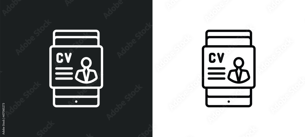 Poster hr software line icon in white and black colors. hr software flat vector icon from hr software colle