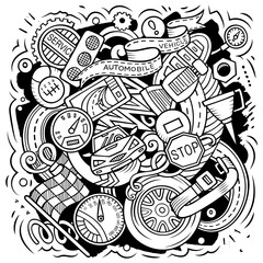 Auto Service cartoon vector doodle illustration