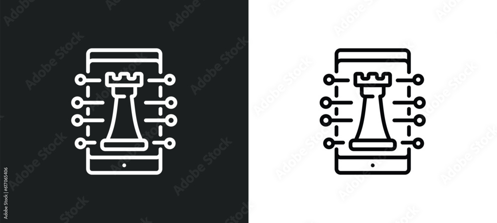 Aufkleber digital strategy line icon in white and black colors. digital strategy flat vector icon from digital
