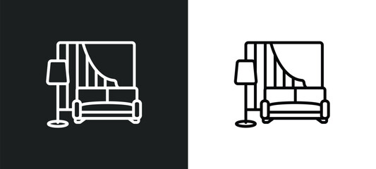 living room line icon in white and black colors. living room flat vector icon from living room collection for web, mobile apps and ui.