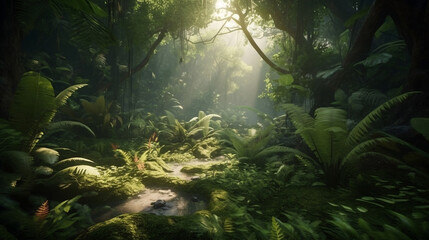 jungle with nature, made by midjeorney