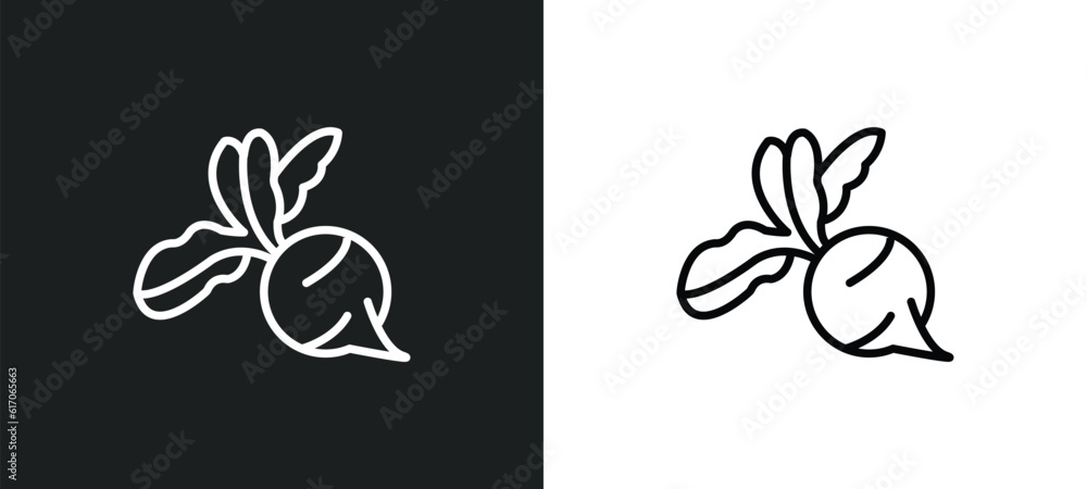 Poster radish line icon in white and black colors. radish flat vector icon from radish collection for web, 