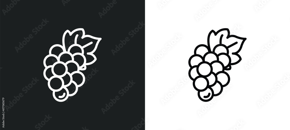 Aufkleber grape line icon in white and black colors. grape flat vector icon from grape collection for web, mob