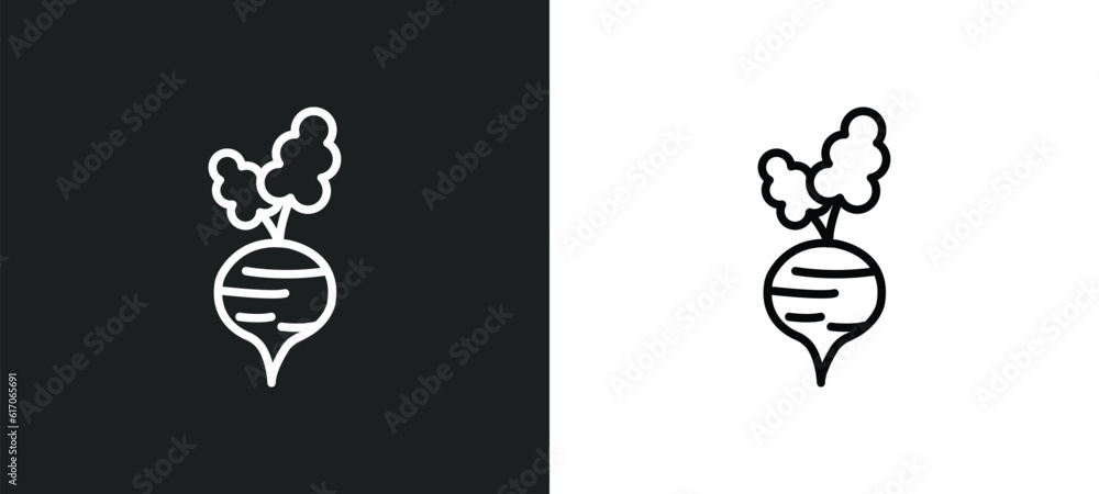 Poster beetroot line icon in white and black colors. beetroot flat vector icon from beetroot collection for