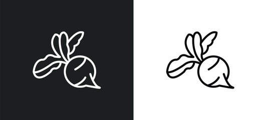 radish line icon in white and black colors. radish flat vector icon from radish collection for web, mobile apps and ui.