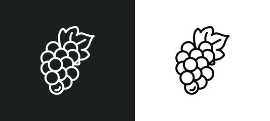 grape line icon in white and black colors. grape flat vector icon from grape collection for web, mobile apps and ui.