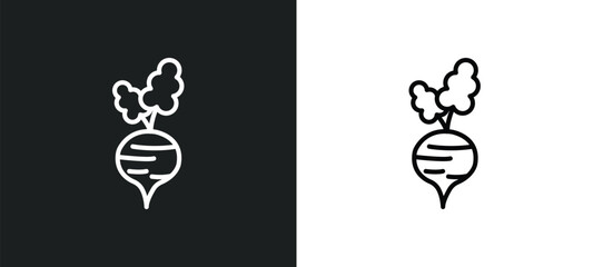 beetroot line icon in white and black colors. beetroot flat vector icon from beetroot collection for web, mobile apps and ui.