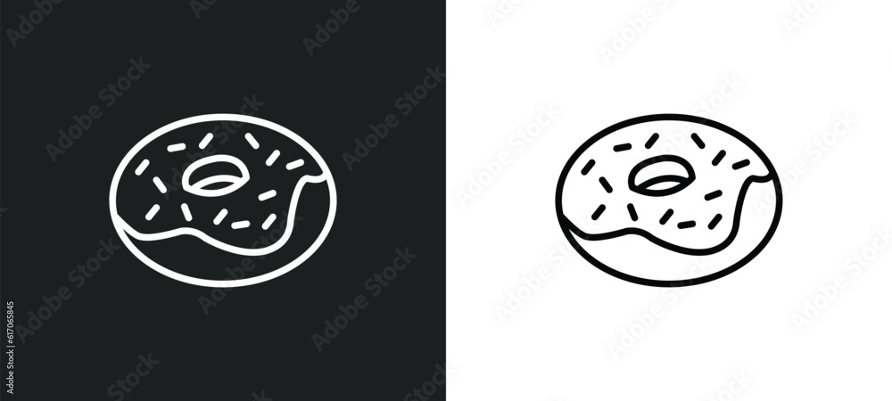Poster chote donut line icon in white and black colors. chote donut flat vector icon from chote donut colle