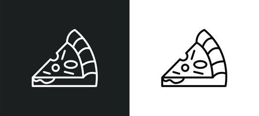 Obraz na płótnie Canvas pizza slice cut line icon in white and black colors. pizza slice cut flat vector icon from pizza slice cut collection for web, mobile apps and ui.