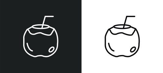 drink in a coconut line icon in white and black colors. drink in a coconut flat vector icon from drink a coconut collection for web, mobile apps and ui.