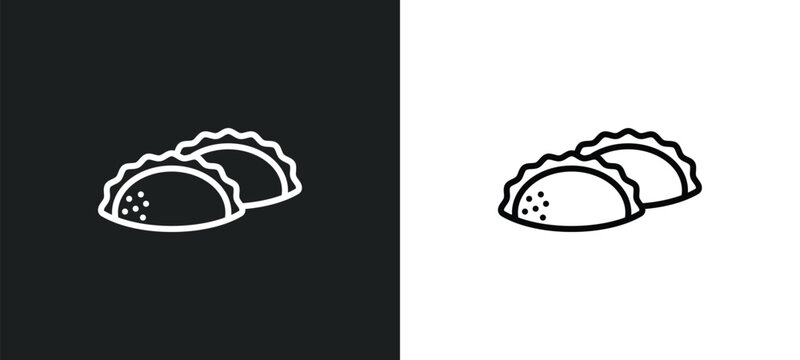 dumpling line icon in white and black colors. dumpling flat vector icon from dumpling collection for web, mobile apps and ui.
