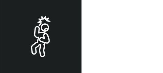 scared human line icon in white and black colors. scared human flat vector icon from scared human collection for web, mobile apps and ui.