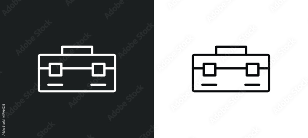 Aufkleber closed briefcase line icon in white and black colors. closed briefcase flat vector icon from closed 
