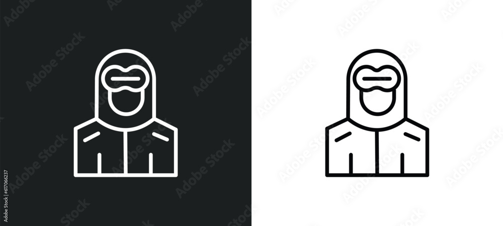 Aufkleber hazmat line icon in white and black colors. hazmat flat vector icon from hazmat collection for web, 