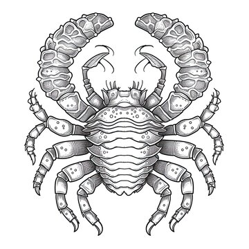 recommend clip art: Lobster animal line art illustration. Black and white coloring page style art. Generative AI
