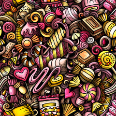 Cartoon doodles Candies seamless pattern
