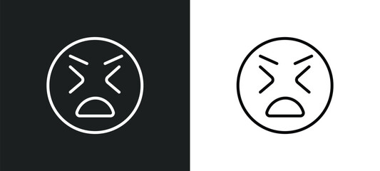 stress emoji line icon in white and black colors. stress emoji flat vector icon from stress emoji collection for web, mobile apps and ui.
