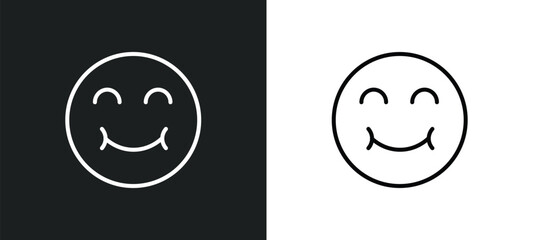 smile emoji line icon in white and black colors. smile emoji flat vector icon from smile emoji collection for web, mobile apps and ui.