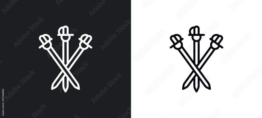 Poster three musketeers line icon in white and black colors. three musketeers flat vector icon from three m